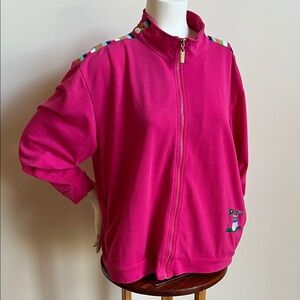 Needle & Thread Fuchsia zip up light Jacket with Multicolor Accents